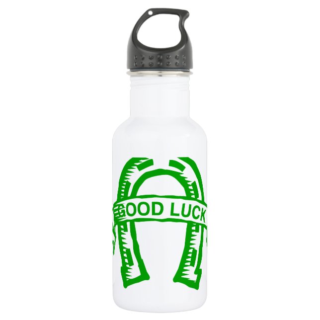 Green horseshoe St. Patrick day Water Bottle (Front)
