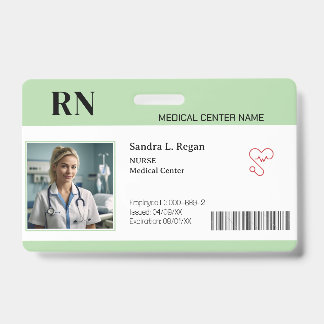 Green | Hospital Medical Employee Photo ID  Badge