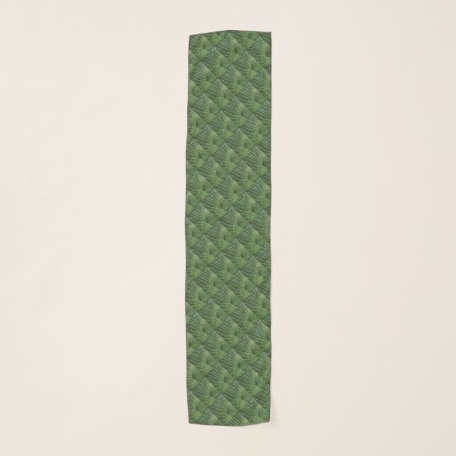 Green Hosta Leaves Abstract Pattern Chiffon Scarf