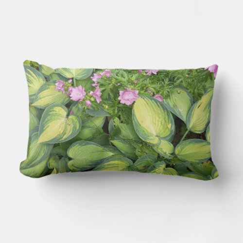 Green Hosta Leaves Botanical Throw Pillow