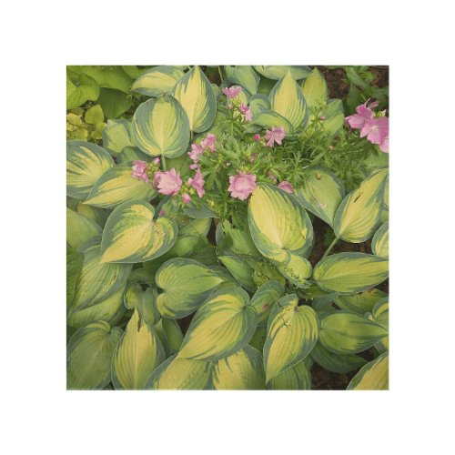 Green Hosta Leaves Botanical Wood Wall Art