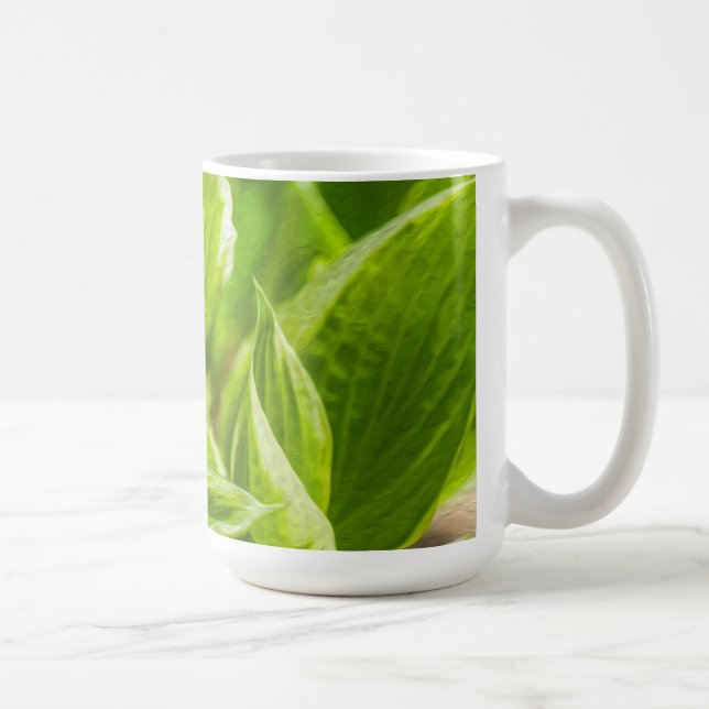 Green Hosta Leaves Coffee Mug (Right)