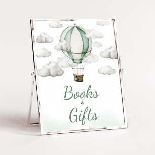 Green Hot Air Balloon Baby Shower Books and Gifts Poster