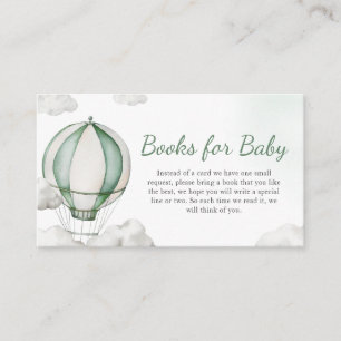 Green Hot Air Balloon Baby Shower Books for Baby Enclosure Card