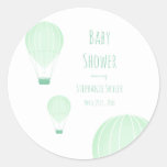 Green Hot Air Balloon | Baby Shower Classic Round Sticker