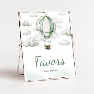 Green Hot Air Balloon Baby Shower Favors Poster