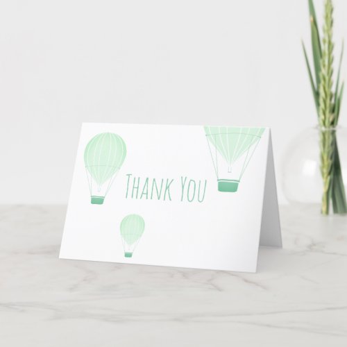 Green Hot Air Balloon  Baby Shower Thank You Card