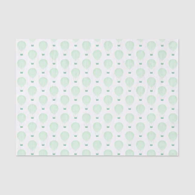 Green Hot Air Balloon | Baby Shower Tissue Paper (Front)