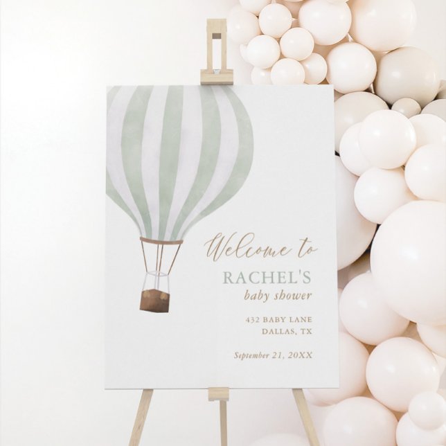 Green Hot Air Balloon Baby Shower Welcome Sign (Creator Uploaded)