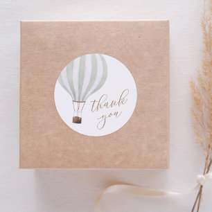 Green Hot Air Balloon Boy Baby Shower Thank You Classic Round Sticker