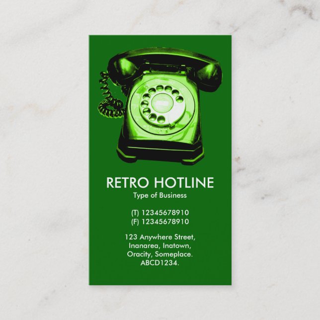 Green Hot Line - (006600) Business Card (Front)