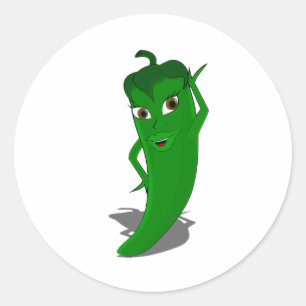 Green Hot Pepper Diva Classic Round Sticker