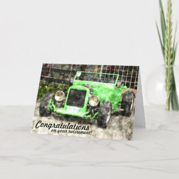 Green Hotrod Vintage Classic Car Painted Style Card by CountryCorner at Zazzle