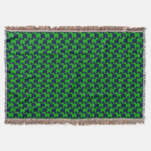 Green Houndstooth dogs Choose Color Throw Blanket