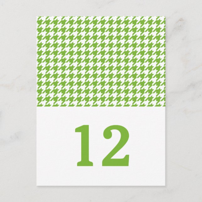 Green Houndstooth Table Number Postcard (Front)
