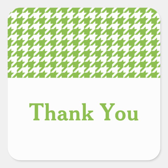 Green Houndstooth Thank You Stickers (Front)