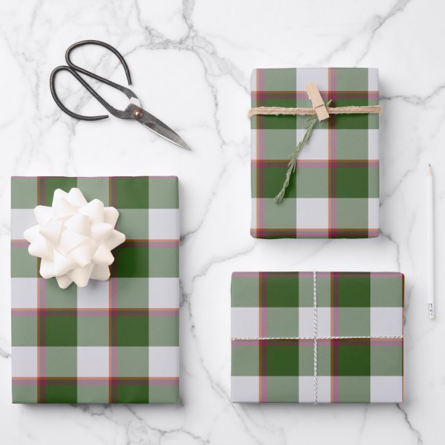 Green House and Mischka Gray Plaid Wrapping Paper Sheets (Front)