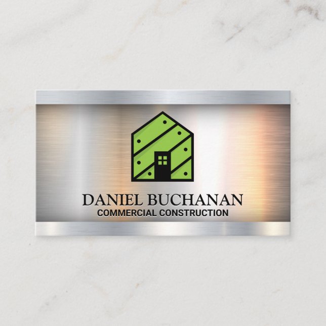 Green House Logo | Metallic  Business Card (Front)