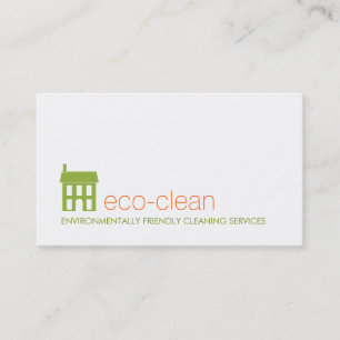 Green House Logo Natural Cleaning Services Business Card