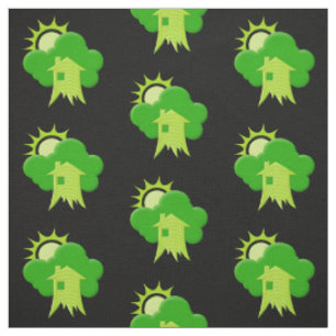 Green House Pattern Fabric