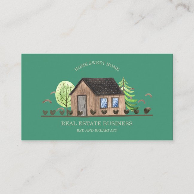 Green House Scandinavian Home Rent Room Hotel Business Card