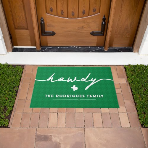Green Howdy Houndstooth Doormat