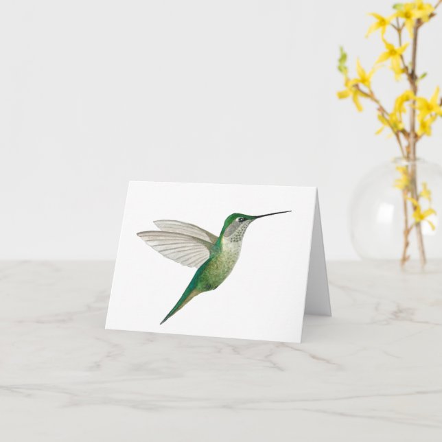 Green Hummingbird  Card (Yellow Flower)