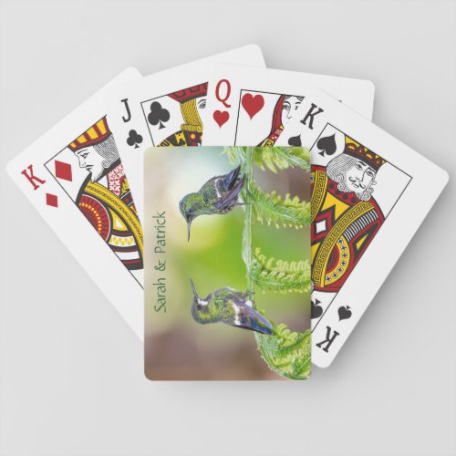 Green Hummingbird Couple Name Playing Cards