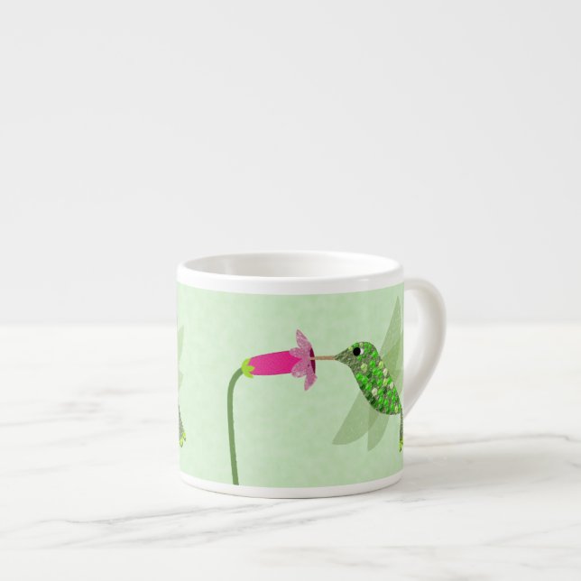 Green Hummingbird Espresso Cup (Front Right)
