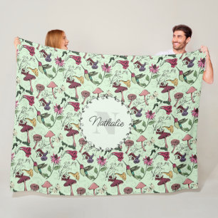 Green Hummingbird Floral Fleece Blanket