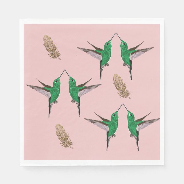 Green Hummingbird golden feather Napkins (Front)