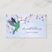 Green Hummingbird Pink Cherry Blossom   Business Card (Front)