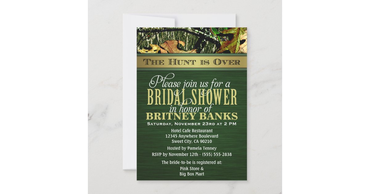 Green Hunting Camo Bridal Shower Invitations Zazzle