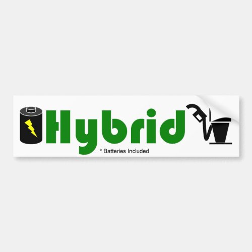 Green HYBRID battery and pump Bumper Sticker