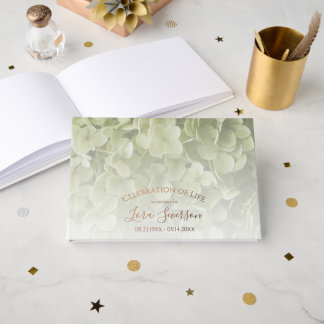 Green Hydrangea Celebration of Life Memorial  Foil Guest Book