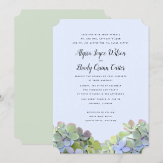 Green Hydrangea Custom Wedding Invitations