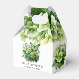 Green Hydrangea Floral Butterfly Bridal Shower Favor Boxes
