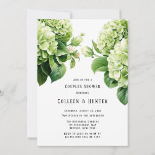Green Hydrangea Floral Couples Shower Invitation