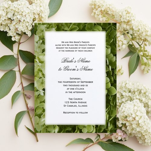 Green Hydrangea Floral Wedding Invitation