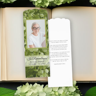 Green Hydrangea Flower Funeral Prayer Card Bookmarks