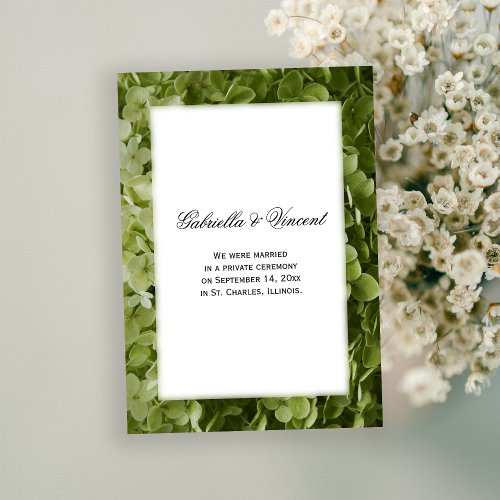 Green Hydrangea Flower Marriage Announcement