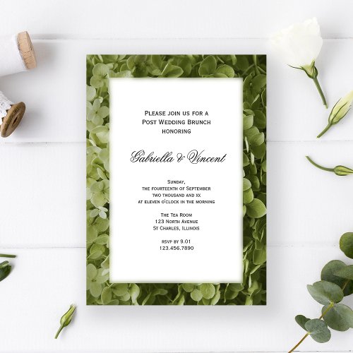 Green Hydrangea Flower Post Wedding Brunch Invitation