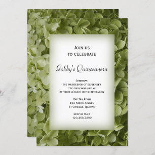 Green Hydrangea Flower Quinceanera Party Invitation