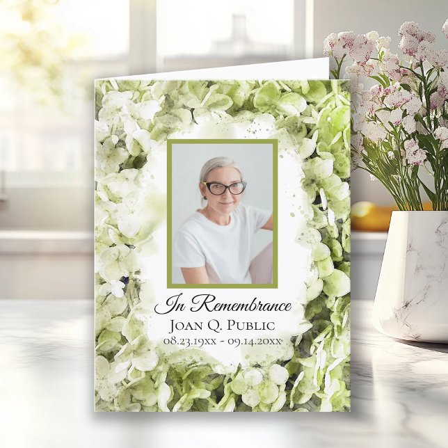 Green Hydrangea Flower Watercolor Funeral Sympathy Thank You Card (Creator Uploaded)