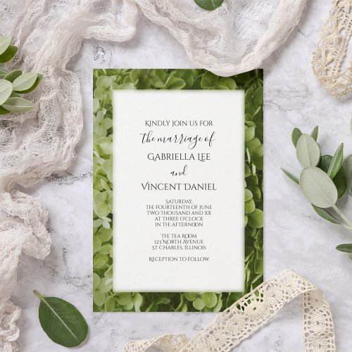 Green Hydrangea Flower Wedding Invitation