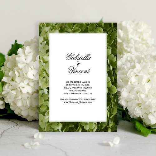 Green Hydrangea Flower Wedding Save the Date