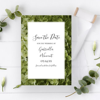Green Hydrangea Flower Wedding Save the Date