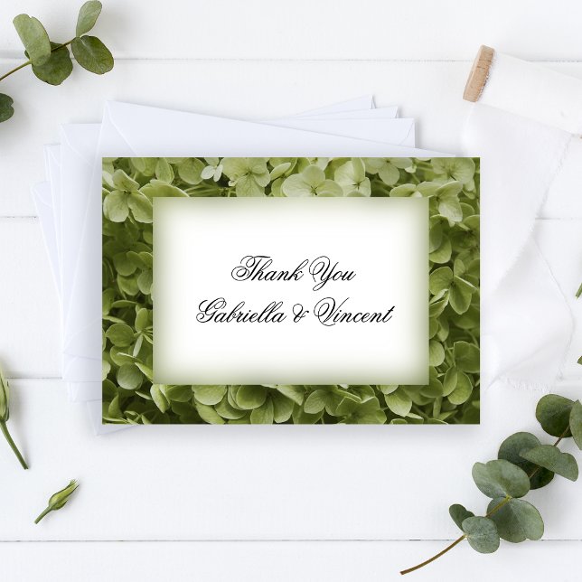Green Hydrangea Flower Wedding Thank You Notes Invitation (Creator Uploaded)