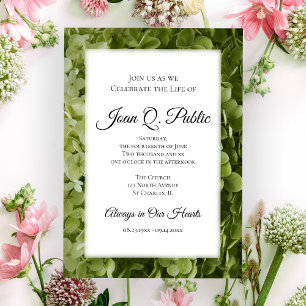 Green Hydrangea Flowers Celebration of Life Invitation