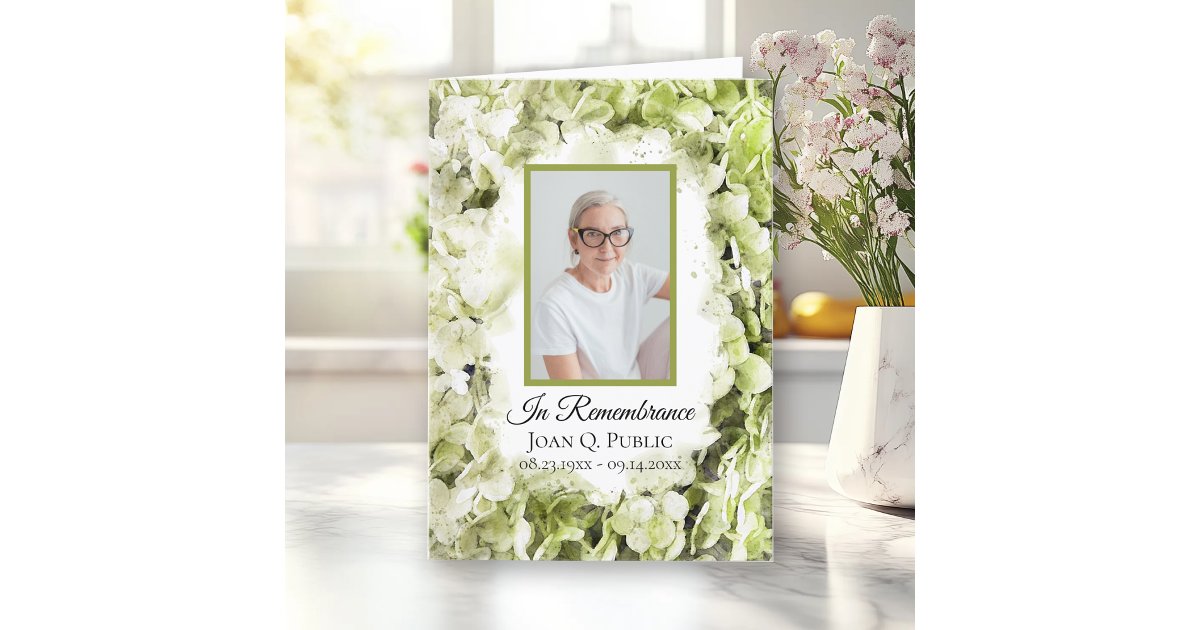 Green Hydrangea Flowers Funeral Service Folded Program | Zazzle